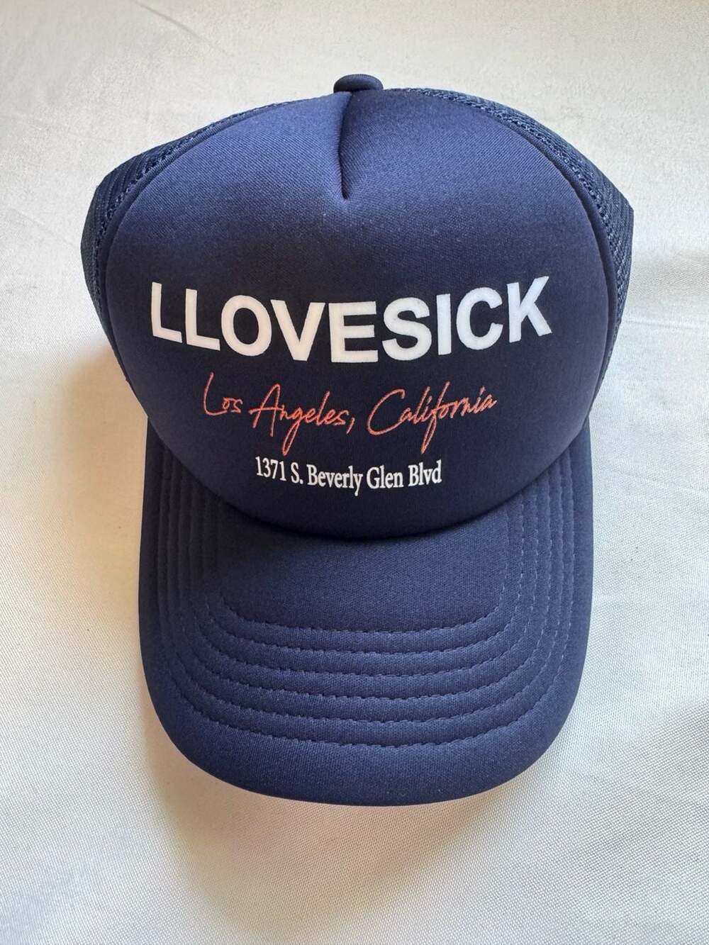 Y2K Streetwear Trucker Hat Los Angeles Navy Mesh Snapback One Size
